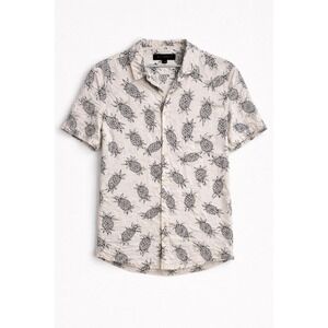 AllSaints Pineapple Print Shirt Mens Medium Slim Fit Short Sleeve Viscose